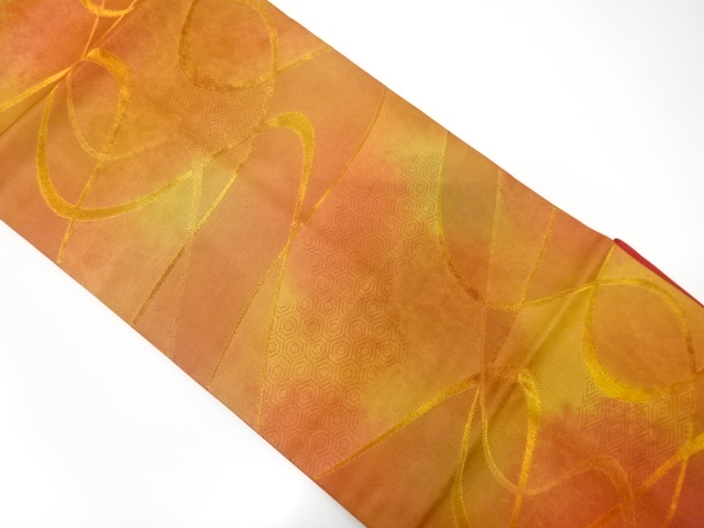 流水に古典柄織り出し　名古屋帯